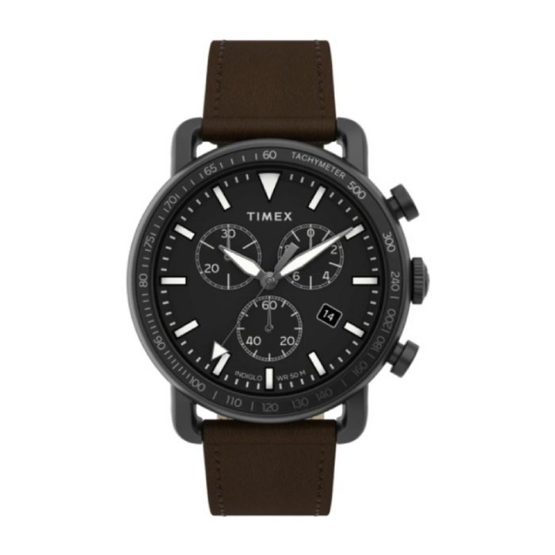 Timex 42mm Quartz Chrono Men's Leather Strap Watch (TW2U02100)