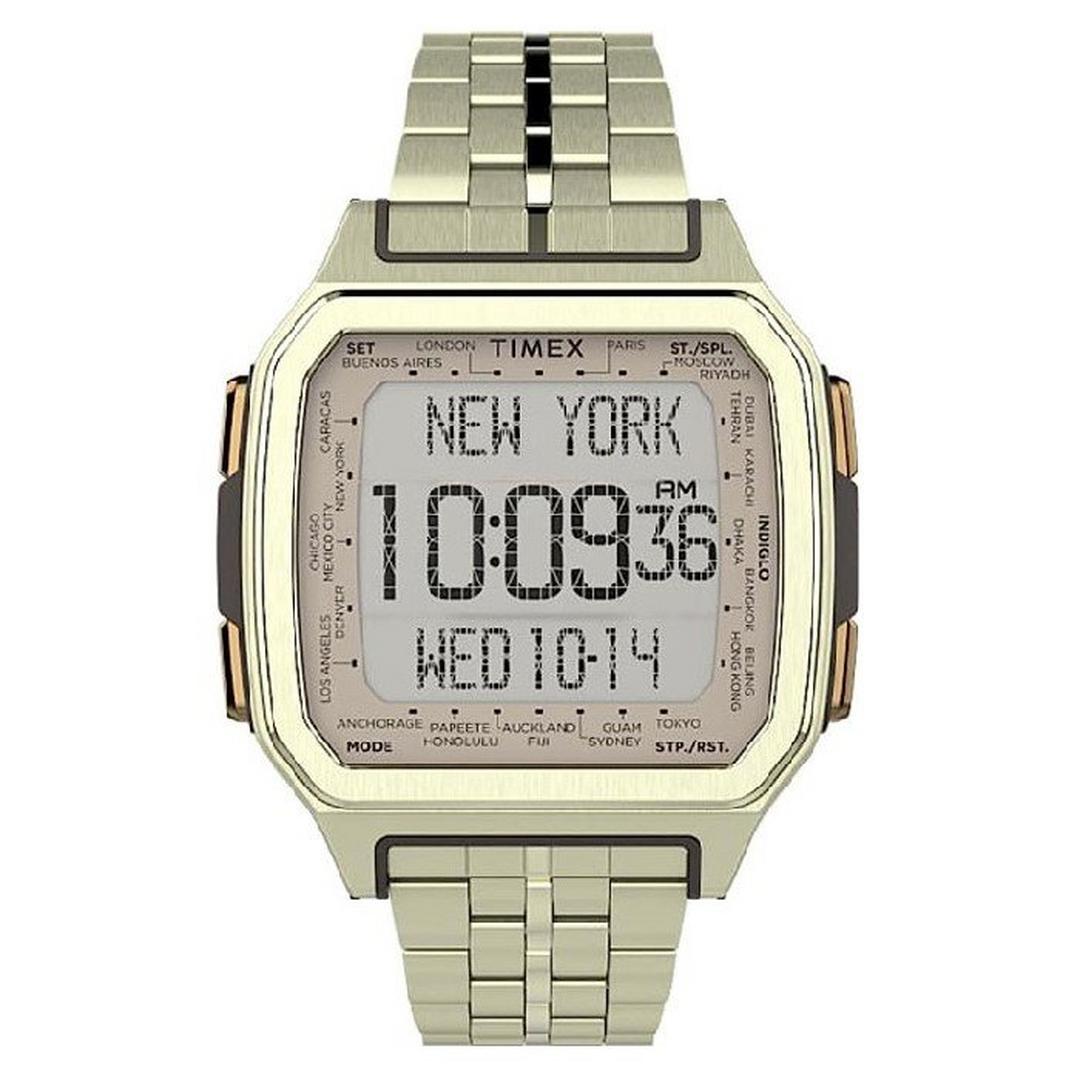 TIMEX Watch for Men, Digital, 47mm, Stainless Steel Strap, TW2U17100 - Gold