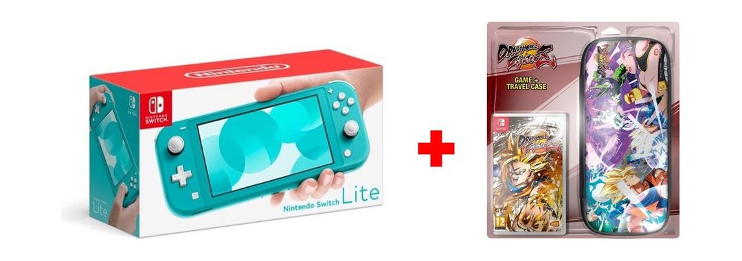 Nintendo Switch Lite Gaming Console - Turquoise + Dragon Ball FighterZ Nintendo Switch Game + Travel Case