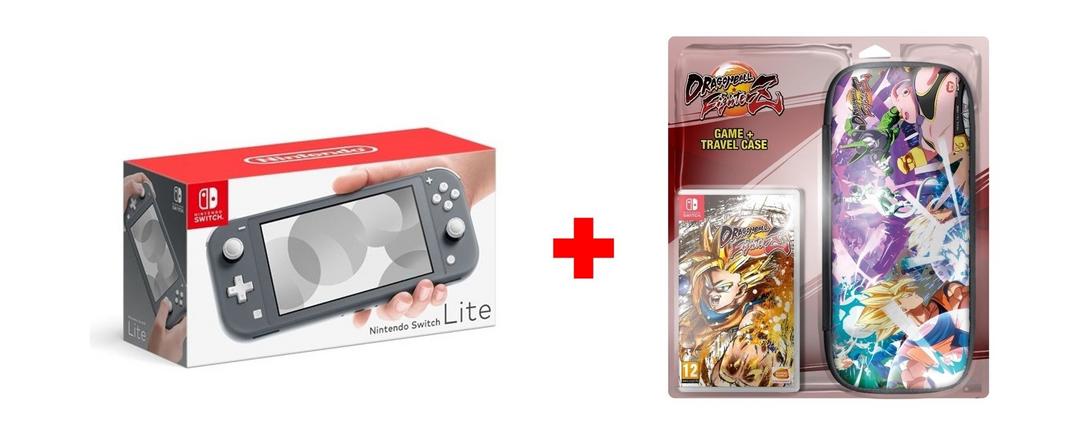 Nintendo Switch Lite Gaming Console - Grey + Dragon Ball FighterZ Nintendo Switch Game + Travel Case