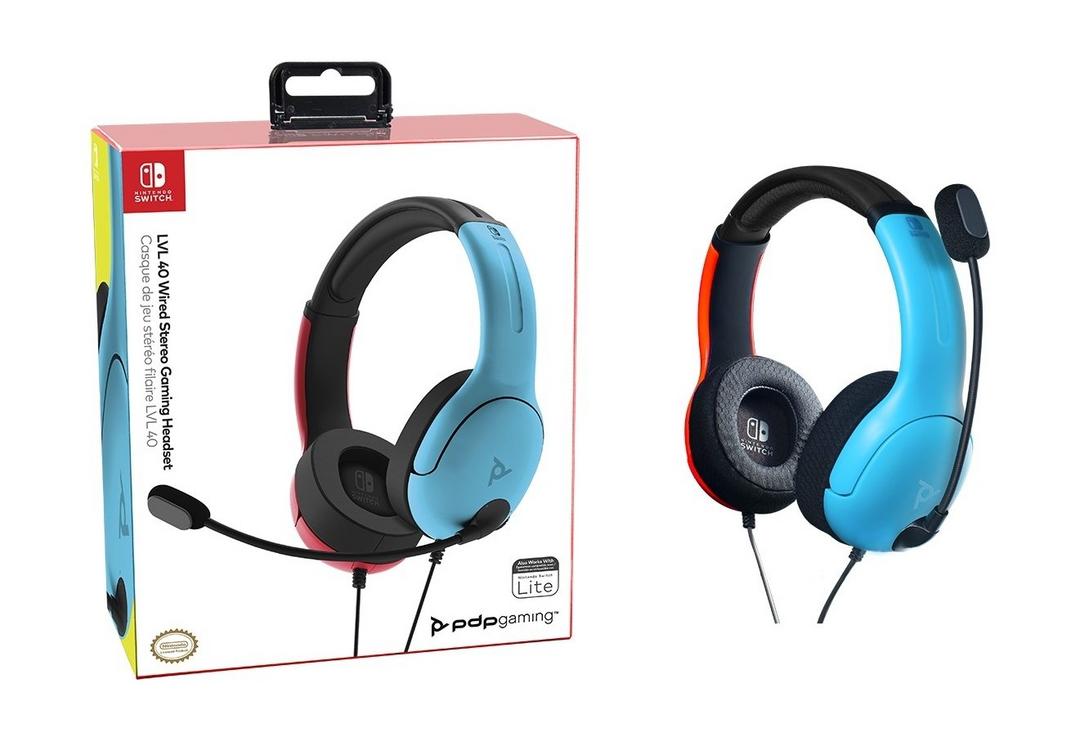 LVL40 Wired Stereo Headset for Nintendo Switch - Blue Red