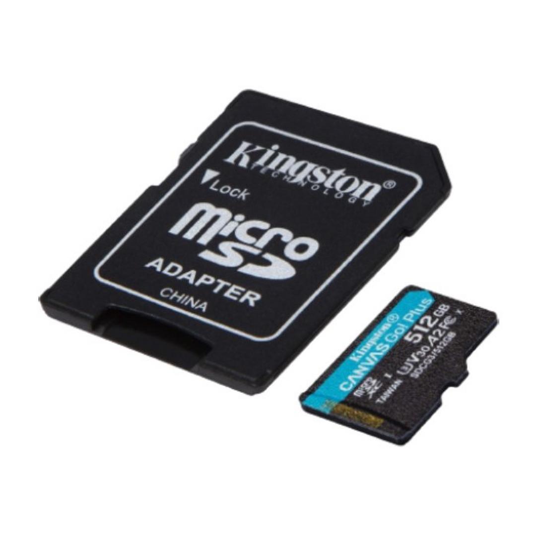 بطاقة ذاكرة كانفس جو! بلس  ميكرو اس-دي-اكس-سي بسعة 512 جيجابايت + محوّل من كينغستون