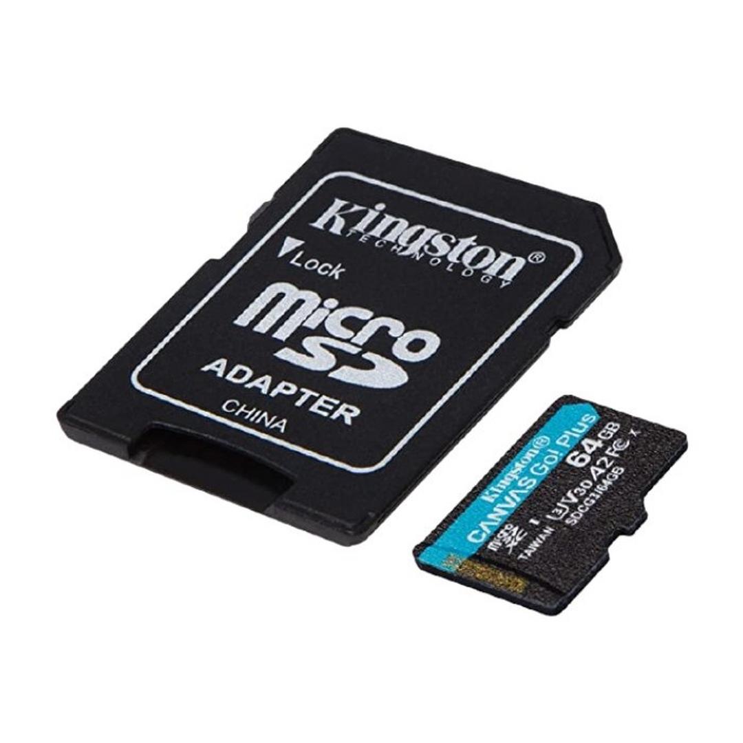 Kingston Canvas Go! Plus 64GB MicroSDXC Memory Card + Adapter
