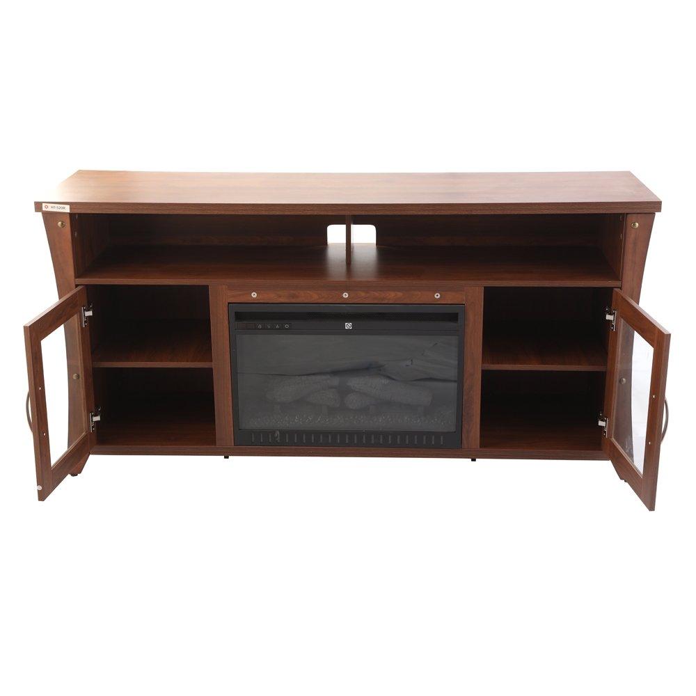 

Wansa 80" tv stand with electric fireplace - brown (a471-2)