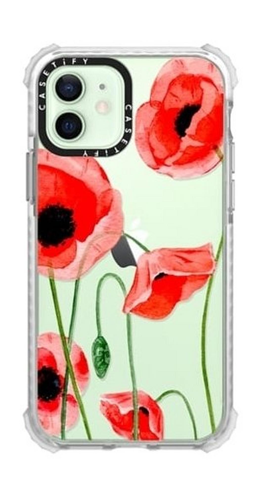 Casetify Red Poppies iPhone 12 Mini Back Case - Clear