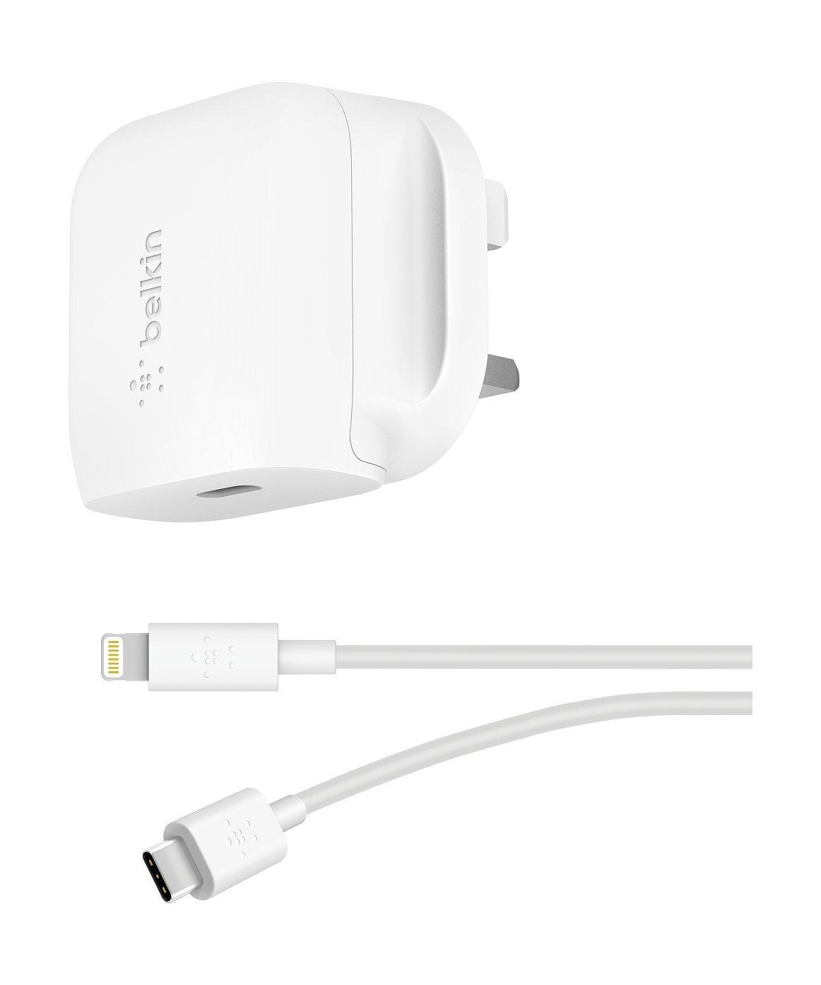 

Belkin 20w usb-c pd wall charger + usb-c to lightning cable - white