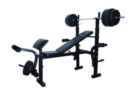 

Wansa fitness exercise bench with 50kg weight plates – black