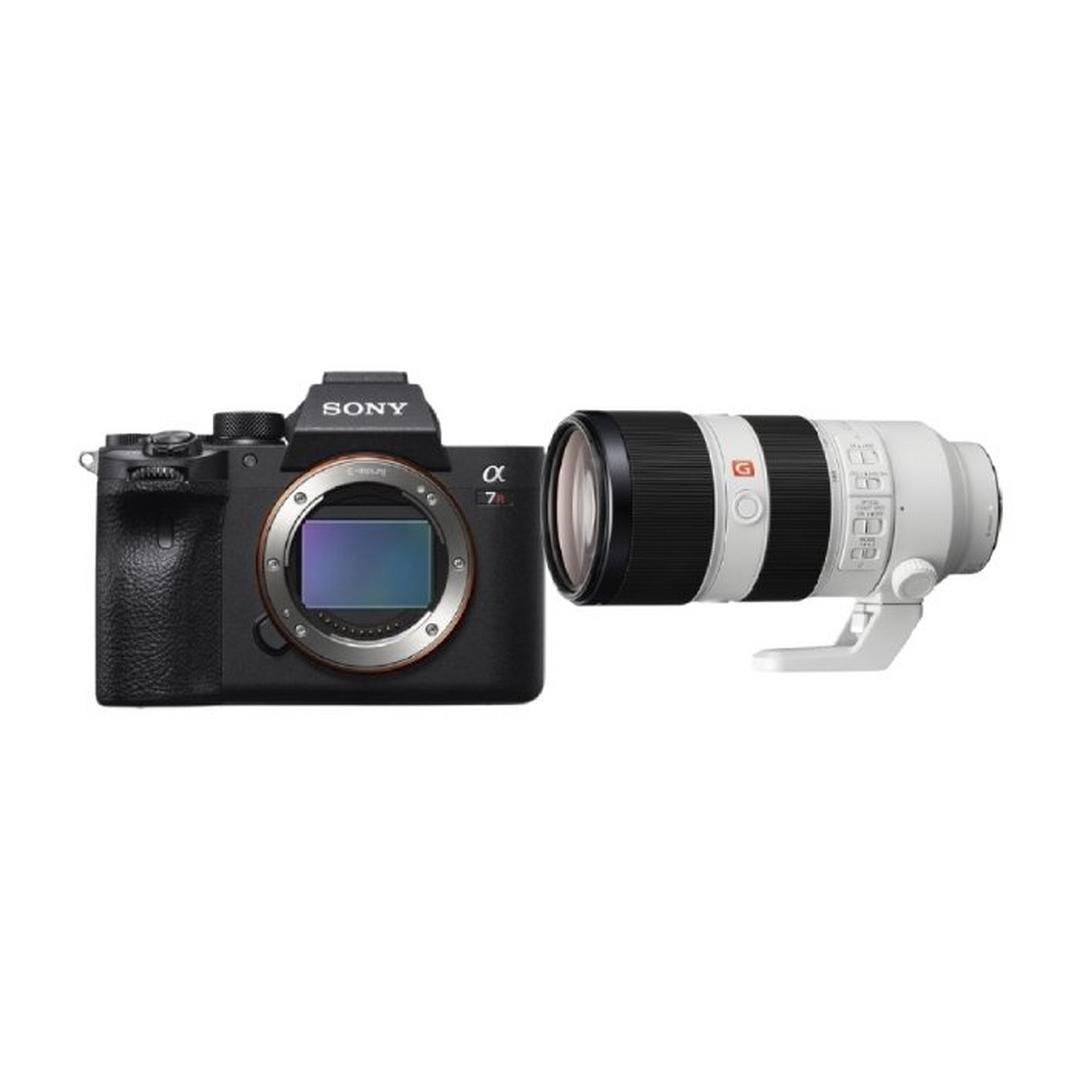 كاميرا سوني a7R IV بدون مرآة + عدسة إي-ماونت إف إي ٧٠ -٢٠٠ ملم بفتحة إف/٢,٨ جي إم إو إس إس