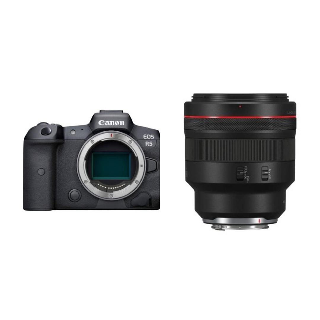كاميرا كانون EOS R5 الرقمية بدون مرآة + عدسة آر إف 85 ملم f/1.2L - USM DS