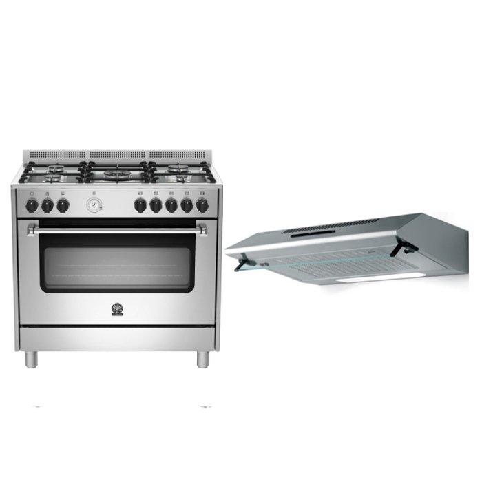 

Lagermania 90x60 cm 5-burner floor standing gas cooker (ams95c81cx) + lagermania 90cm u...