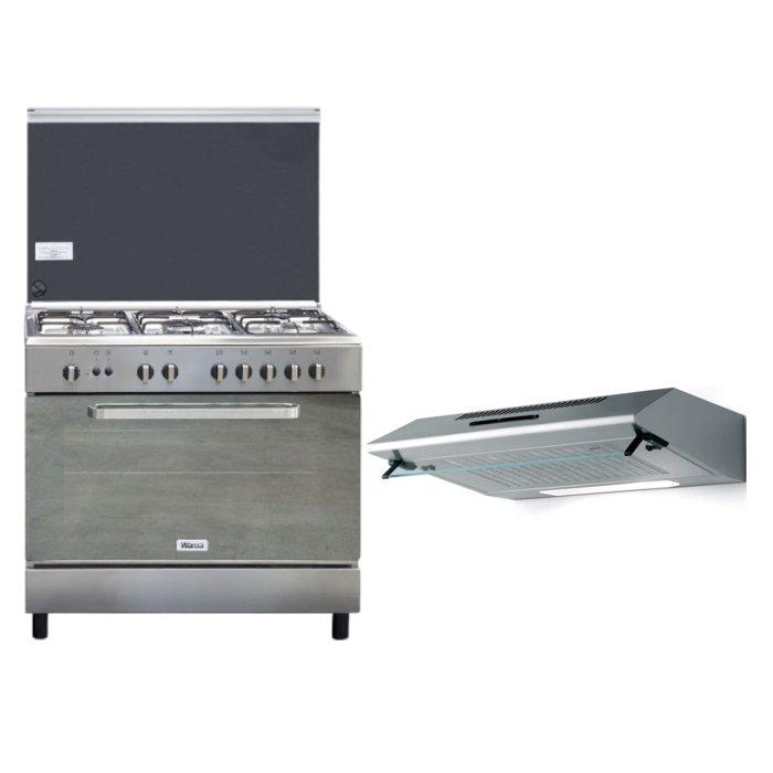 

Wansa 90x60cm 5-burner floor standing gas cooker (wci9502214xa) – stainless steel + lag...