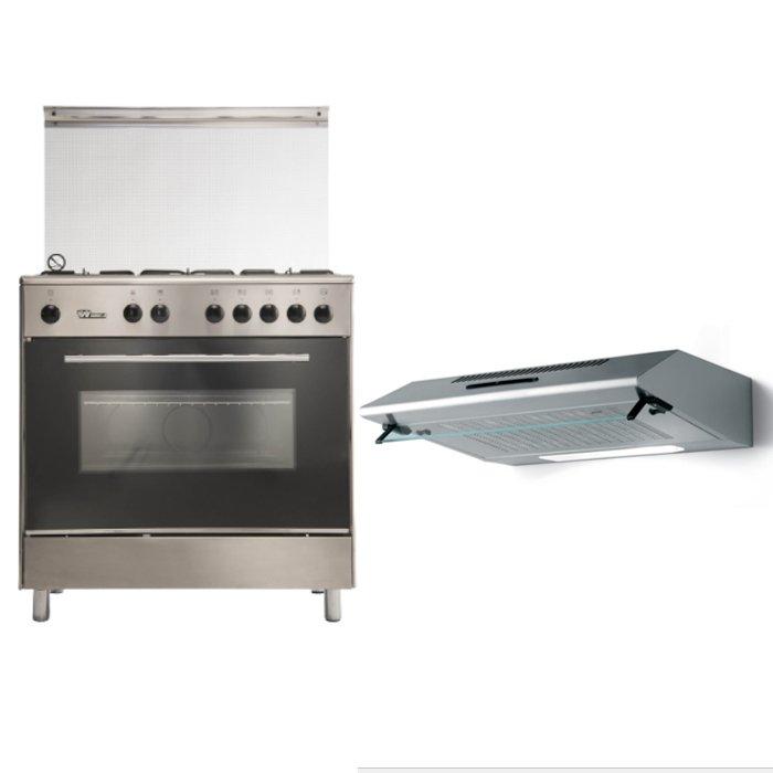 

Wansa 80x50 floorstanding gas cooker (we8050x) + lagermania 80cm under-cabinet cooker hood