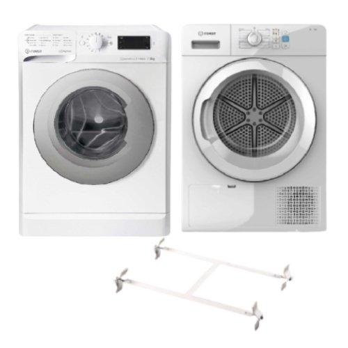 

Indesit front load 8kg 1400 rpm washer (mtwe 81483 ws gcc) + indesit 8kg condenser drye...