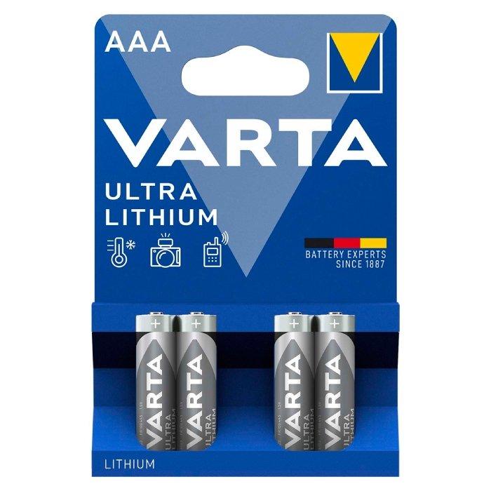 

Varta ultra lithium aaa blister 4 pieces battery