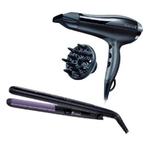 

Remington color protect hair straightener (s6300) - black + remington pro hair turbo dr...