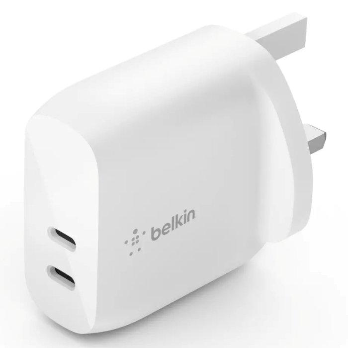 

Belkin adapter dual usb-c wall charger 40w - white (wcb006mywh)