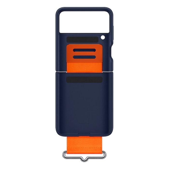 

Samsung galaxy z flip 3 5g silicone phone case with strap - dark blue