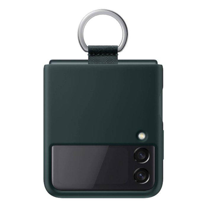 

Samsung galaxy z flip 3 5g silicone phone case with ring - green