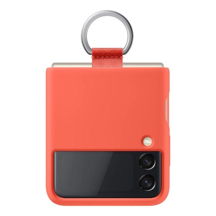 

Samsung galaxy z flip 3 5g silicone phone case with ring - pink