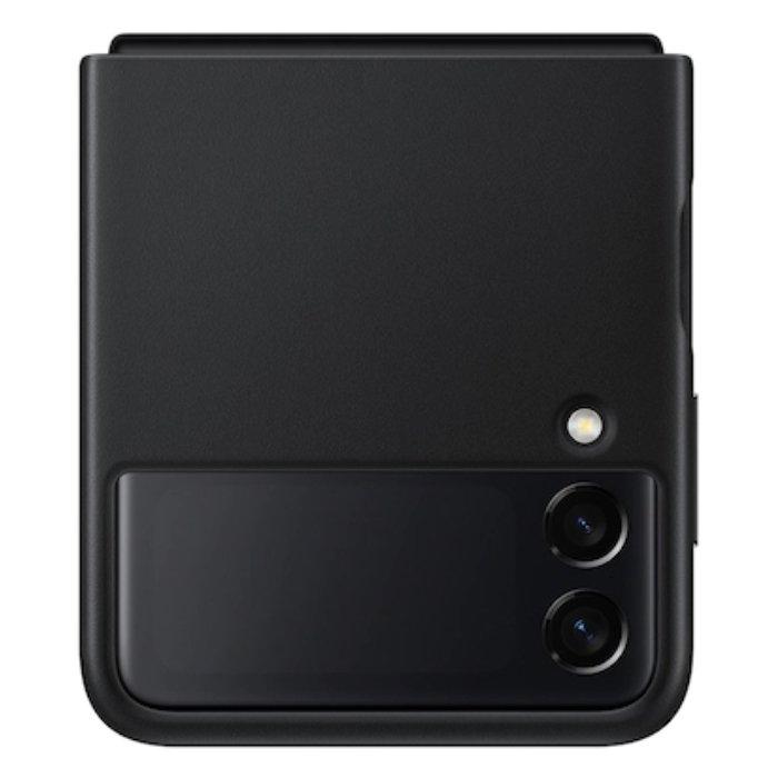 

Samsung galaxy z flip 3 5g leather phone case - black