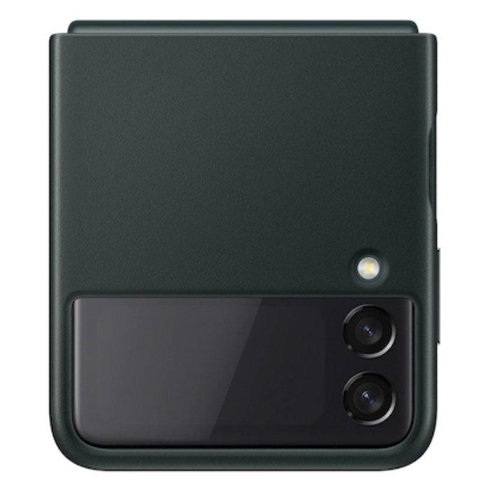 

Samsung galaxy z flip 3 5g leather phone case - green