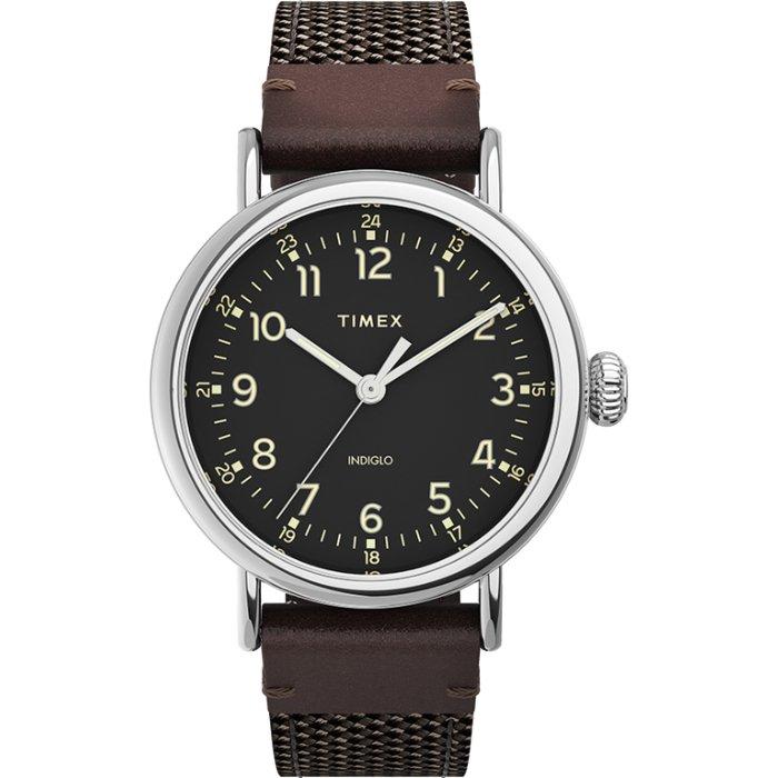 

Timex standard watch for men, analog, 40mm, fabric and leather strap, tw2u89600 – brown