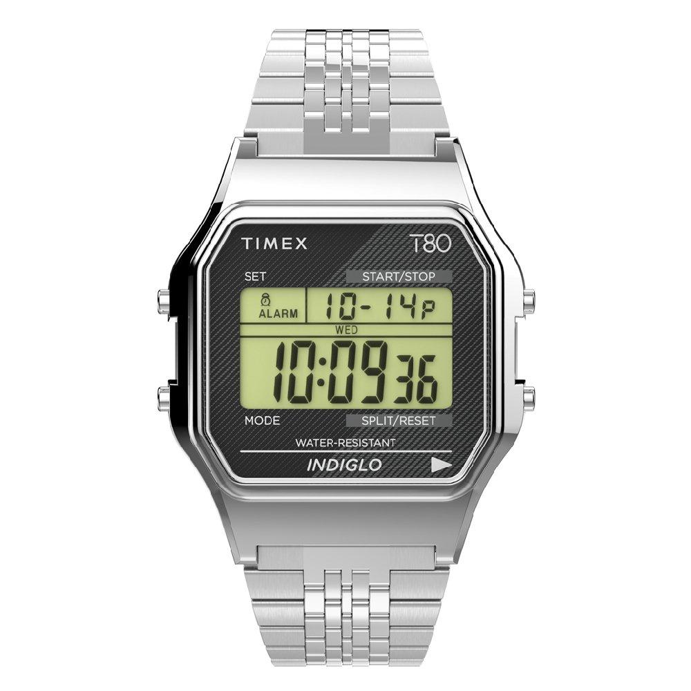 

Timex t80 unisex watch, digital, 34mm, stainless steel strap, tw2v19000 -stainless steel