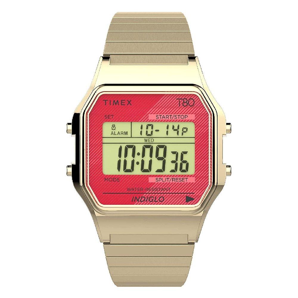 

Timex t80 unisex watch, digital, 34mm, stainless steel strap, tw2v19200 – gold