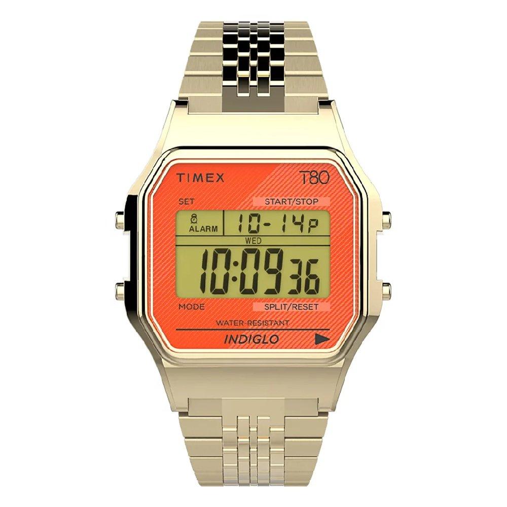 

Timex t80 unisex watch, digital, 34mm, stainless steel strap, tw2v19500 – gold