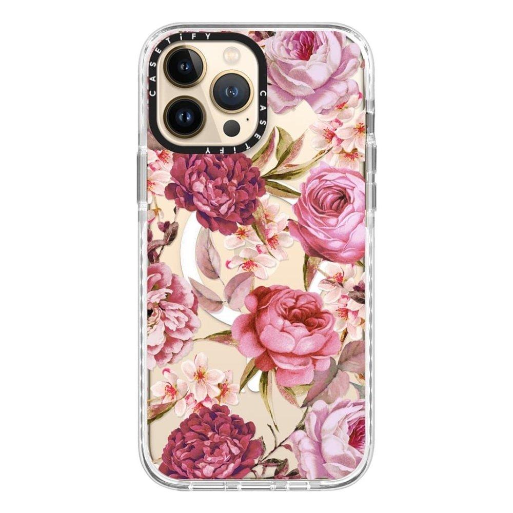 

Casetify magsafe case for iphone 13 pro max - pink rose floral