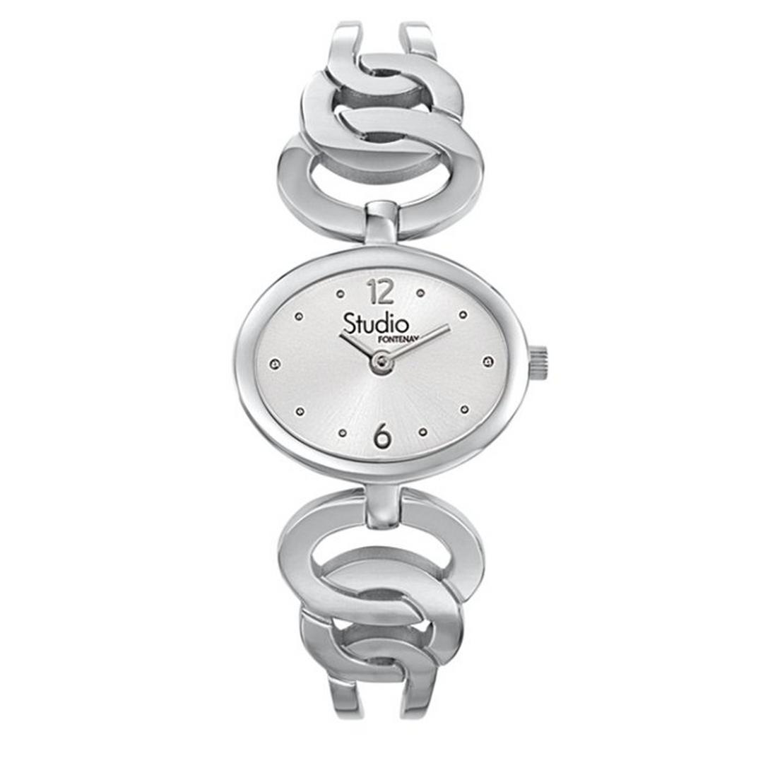 ساعة فونتيناي بحجم 26X20 ملم بعرض تناظري و حزام معدني للنساء - AUA1216AL