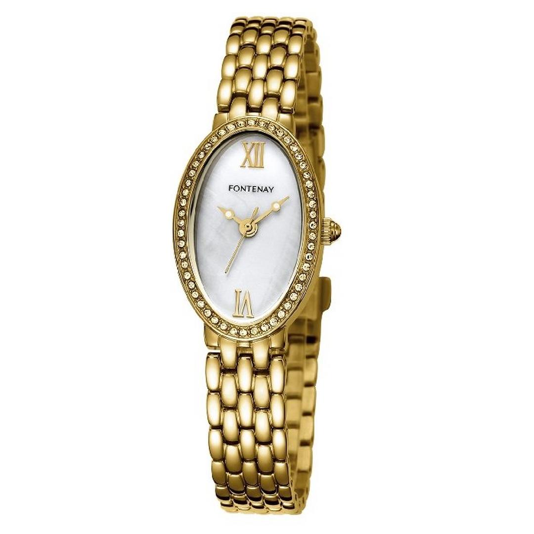 ساعة فونتيناي بحجم 22x35 ملم بعرض تناظري و حزام معدني للنساء  - 323WJD