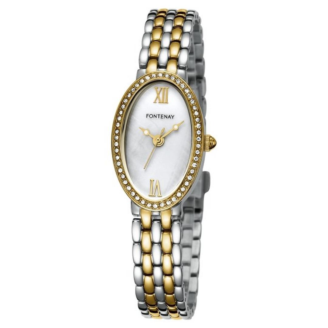 ساعة فونتيناي بحجم 28 ملم بعرض تناظري و حزام معدني للنساء  - 323WXD