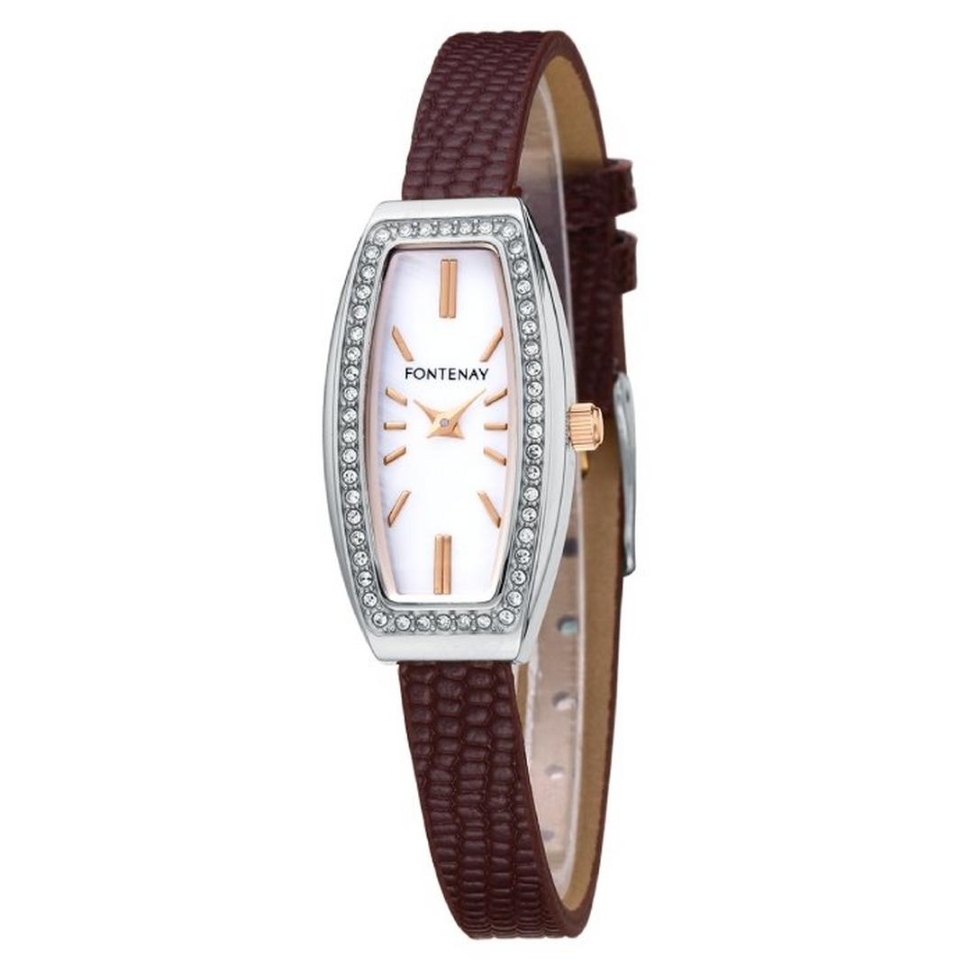 ساعة فونتيناي بحجم 28 ملم بعرض تناظري و حزام جلد للنساء  - 327WAKMD