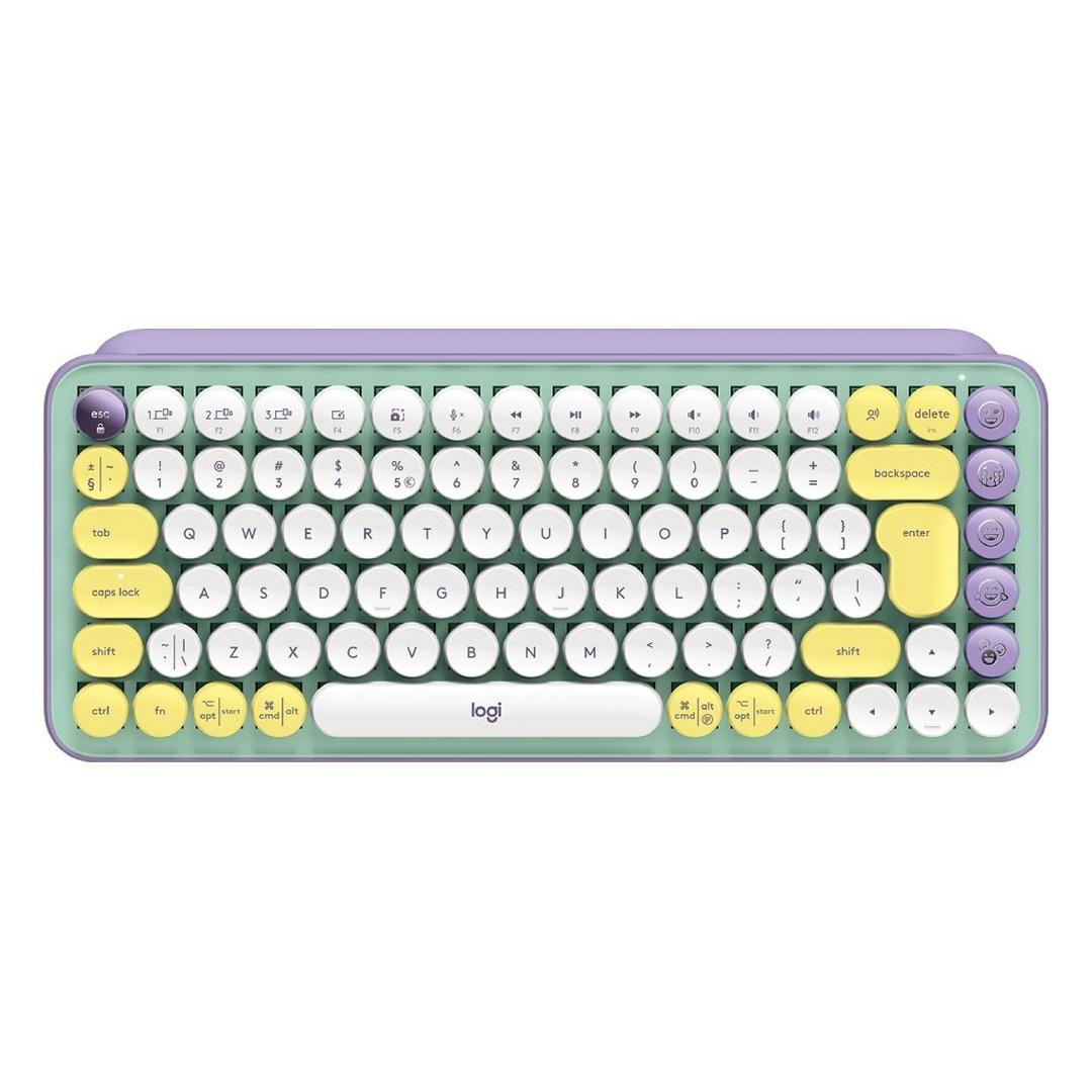 لوحة مفاتيح بوب كيز لاسلكية ميكانيكية مع مفاتيح بشكل ايموجي - أزرق مخضر