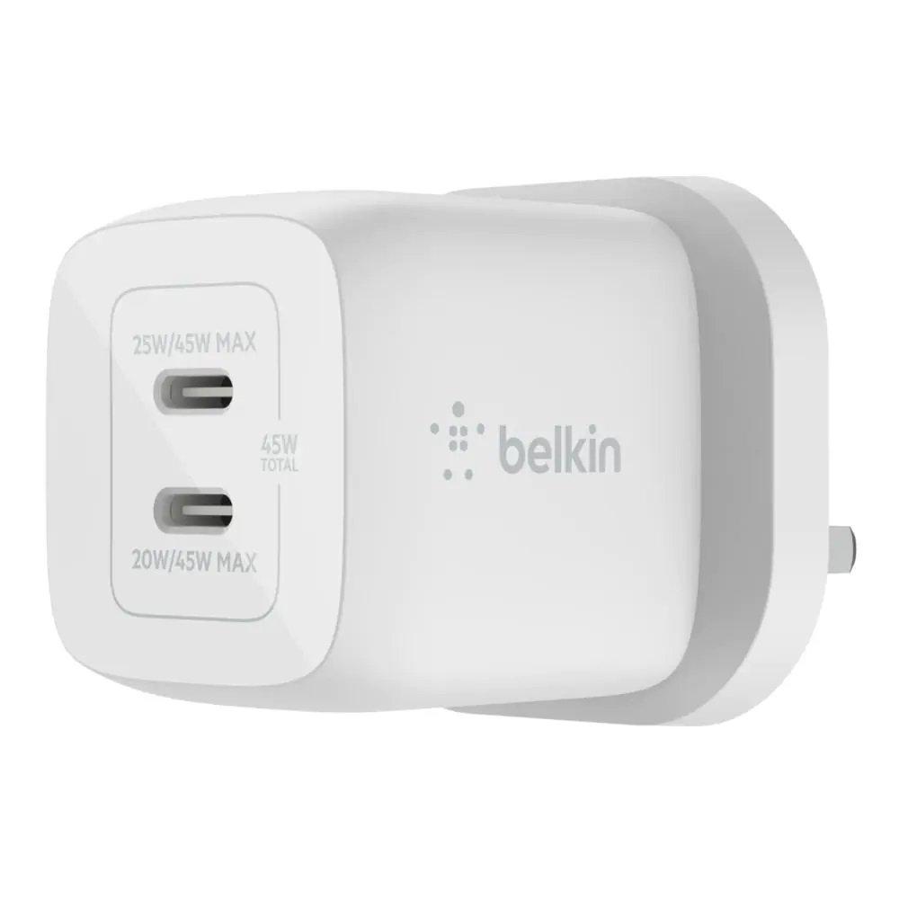 

Belkin dual usb-c 45w wall charger with ppa - white