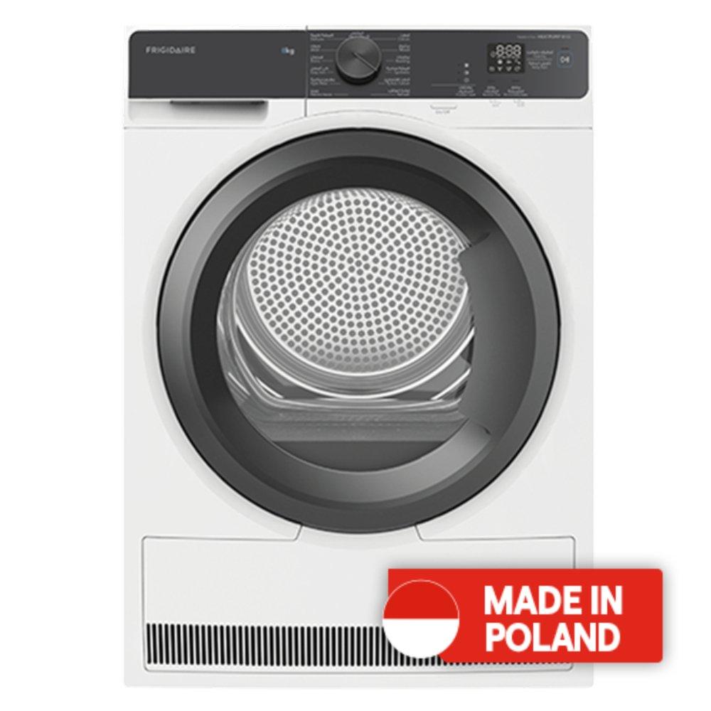 

Frigidaire front load heat pump tumble condenser dryer, 8kg, fdh804n7wa - white