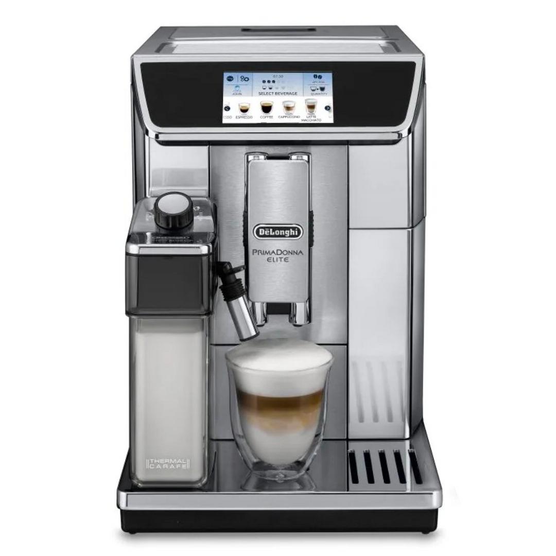 ماكينة تحضير القهوة اوتوماتيك بريما دونا ايليت من ديلونجي،  قدرة 1450 واط، سعة 2 لتر، 9DL ECAM650.75 - فضي