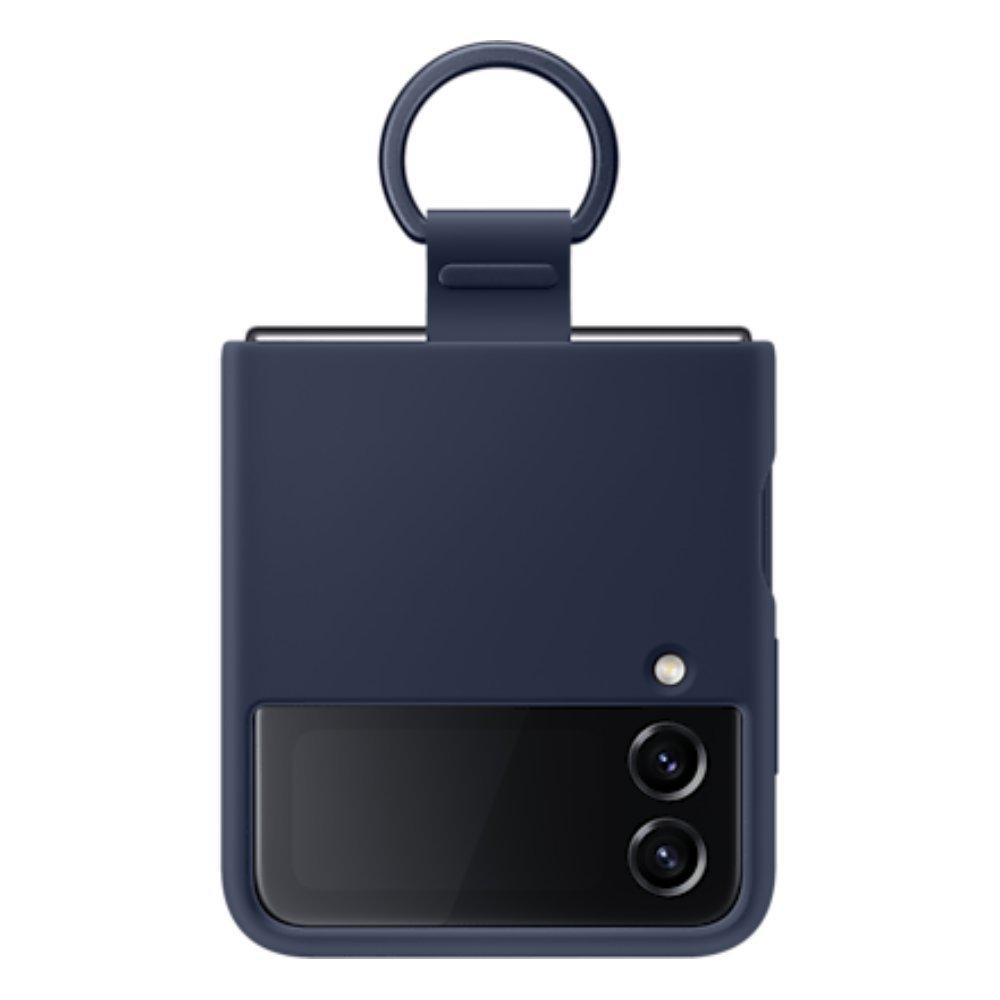 

Samsung galaxy z flip 4 silicone cover with ring | navy