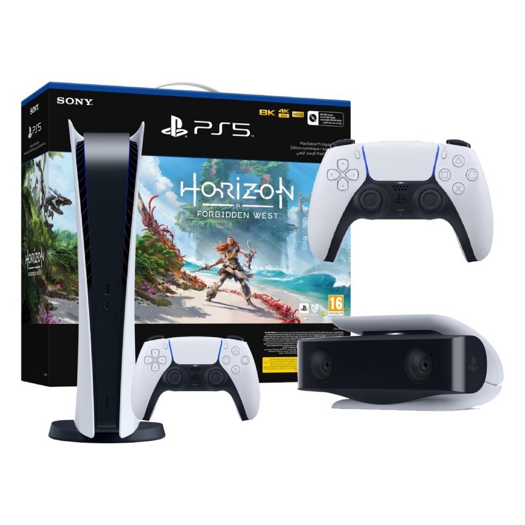 Sony PlayStation 5 Digital Edition Console + Horizon Forbidden West Voucher Bundle + DualSense Wireless Controller + HD Camera