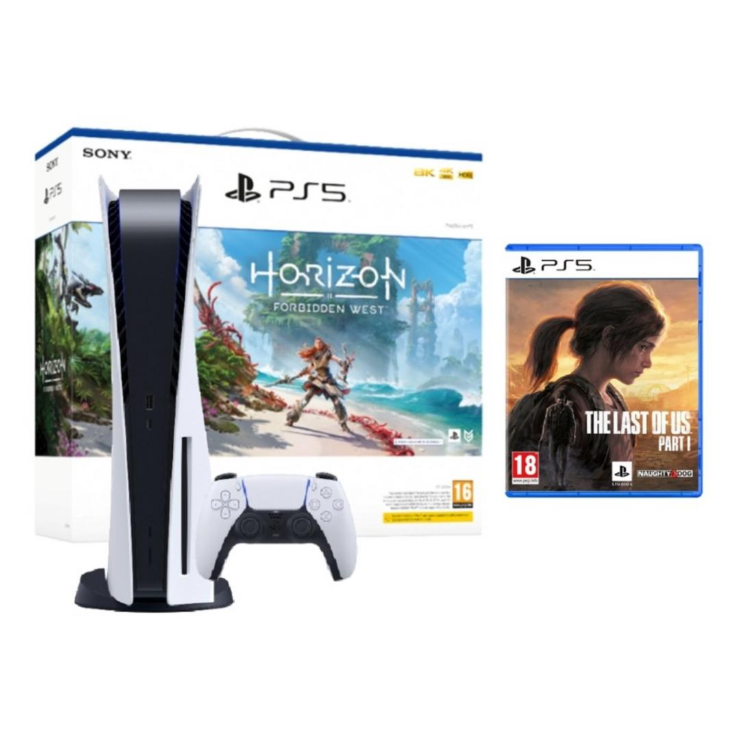 Sony PlayStation 5 Console + Horizon Forbidden West Voucher + The Last of Us Part I Remake