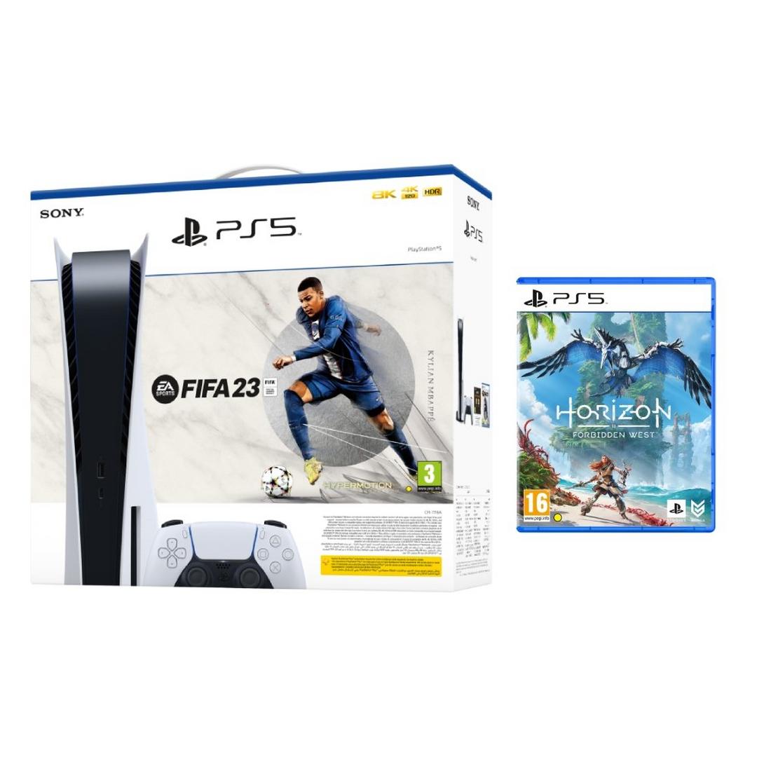 Sony PlayStation 5 Console & FIFA 23 Voucher + Horizon Forbidden West - Standard Edition