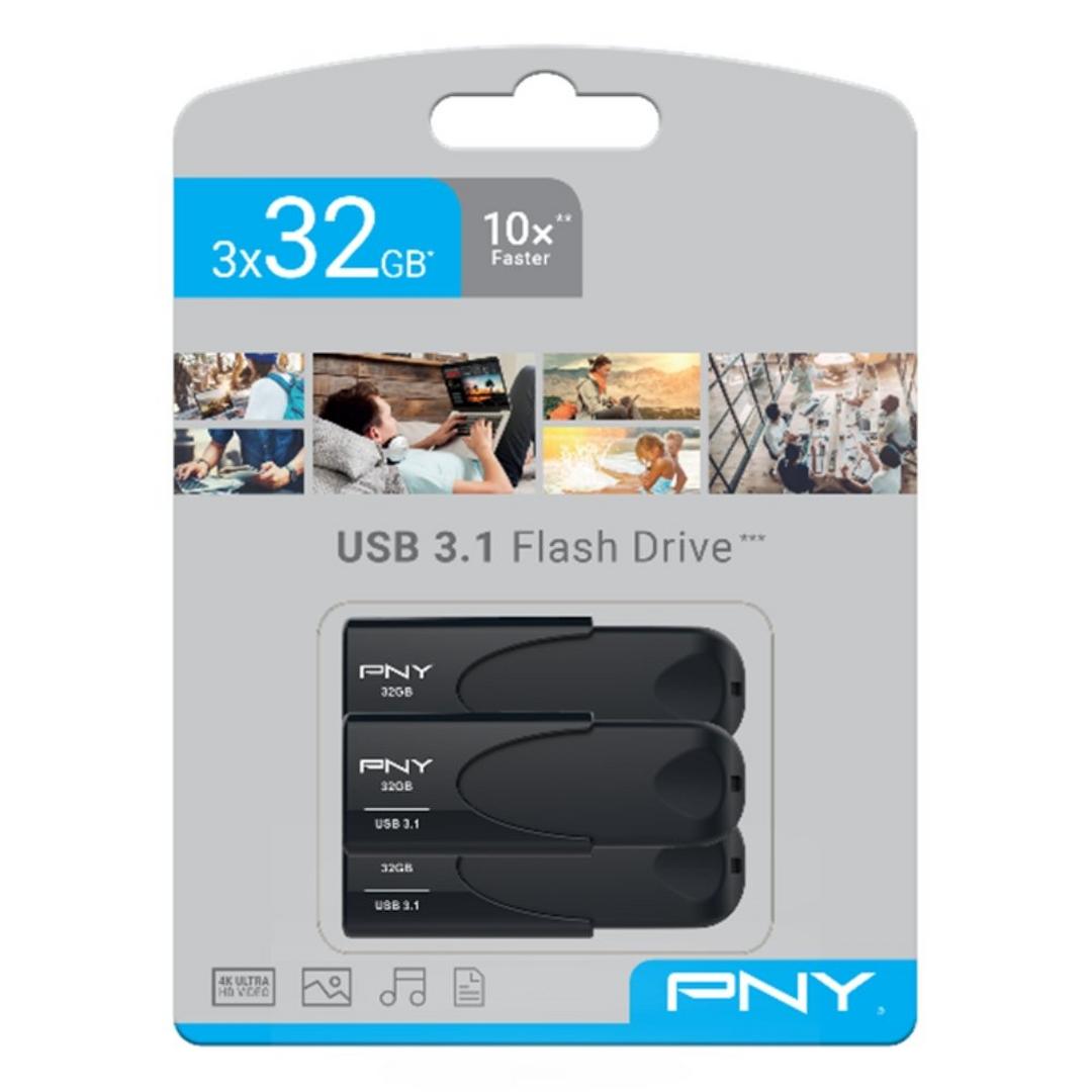 PNY 32GB Attaché 4 USB 3.1 Flash Drive 3 Pack