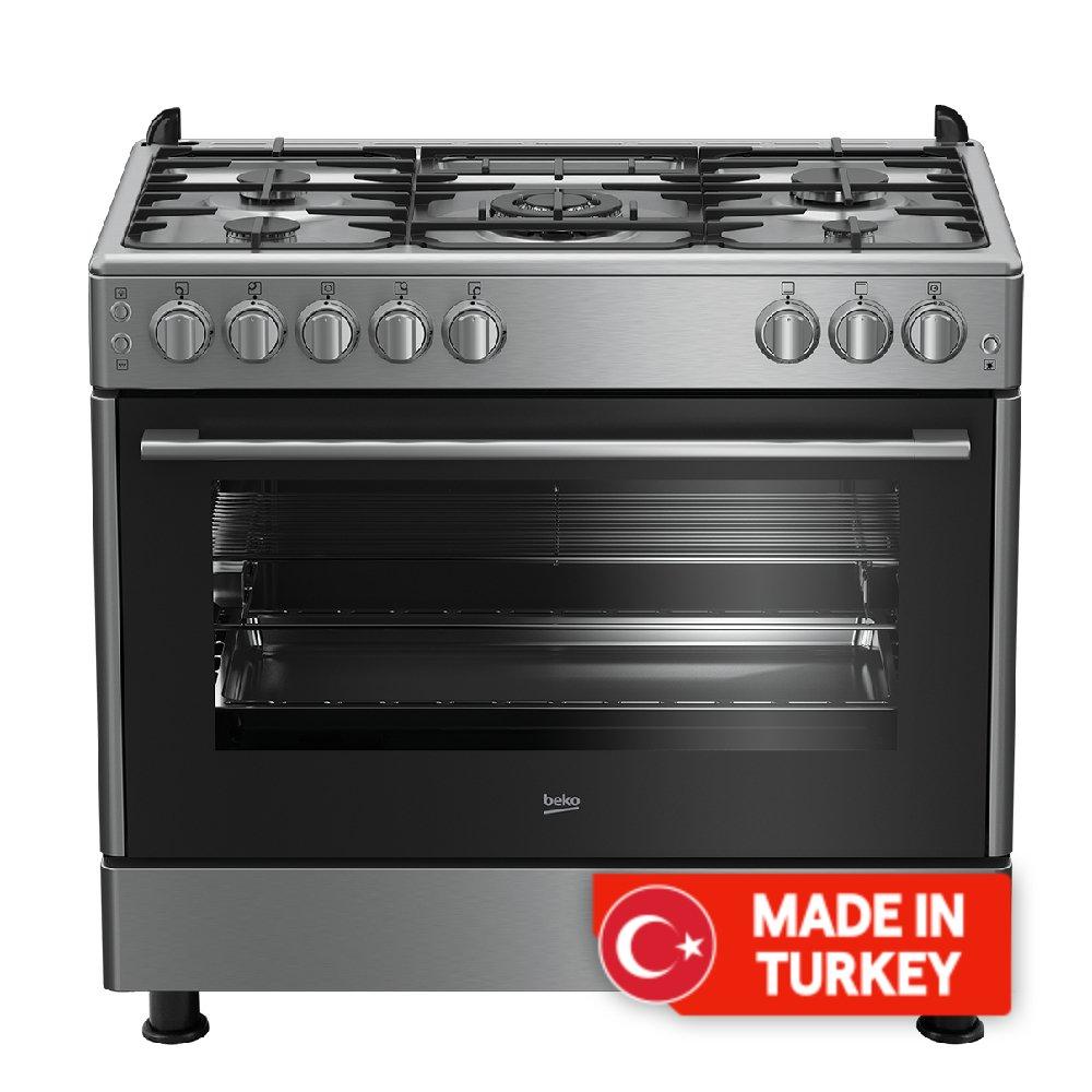 

Beko 5 burner cooker gas, 90x60cm, 111l capacity, gg 15123 gx ns – stainless steel
