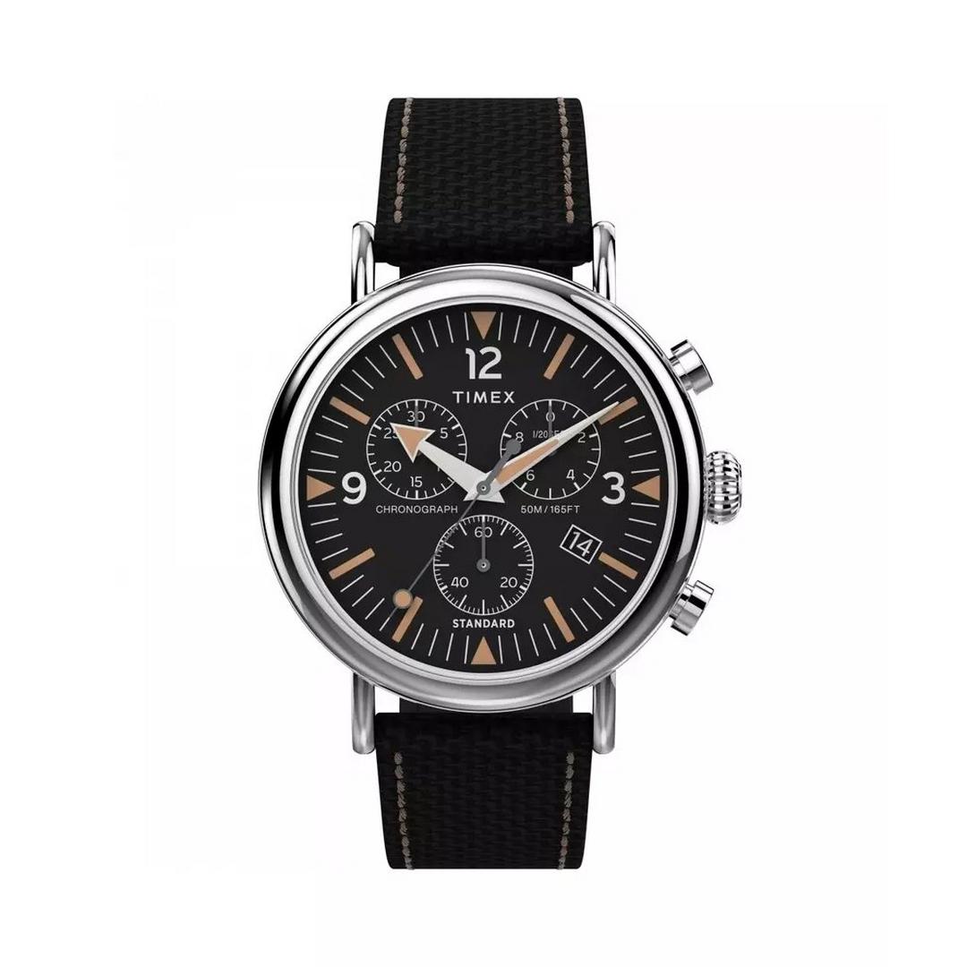 TIMEX Standard Men's Watch, Chronograph, 41mm, Fabric Strap, TW2V43700 - Black