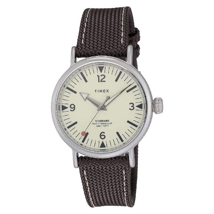 

Timex essential watch for men, analog, 40mm, fabric band, tw2v44100 - brown