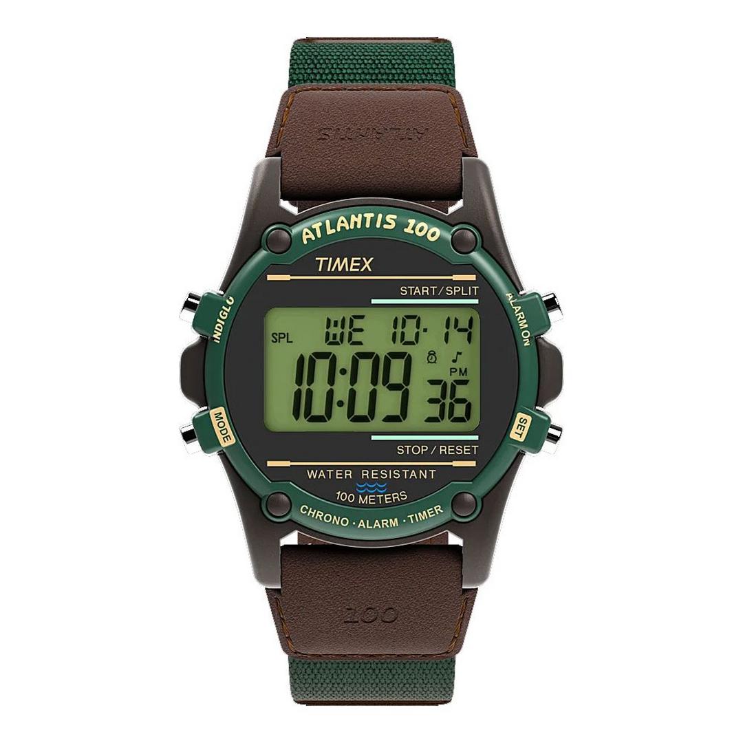 TIMEX Special Project Watch for Men, Digital, 40mm, Leather Strap, TW2V44300 – Brown & Green