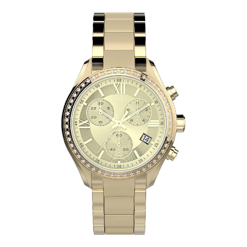 

Timex classic watch for women, chronograph, 38mm, alloy band, tw2v57800 - gold