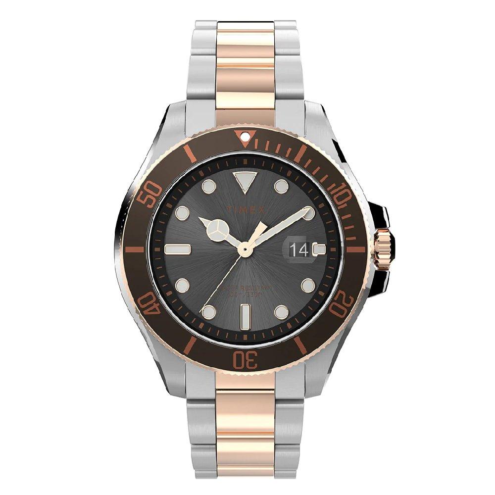 

Timex city watch for men, analog, 43 mm, stainless steel band, tw2v42100 - silver/ rose...