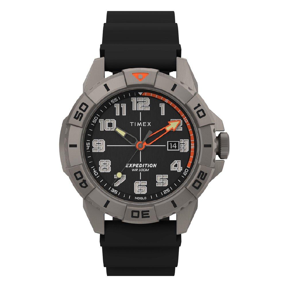 

Timex outdoor watch for men, analog, 42mm, silicone strap, tw2v40600- black